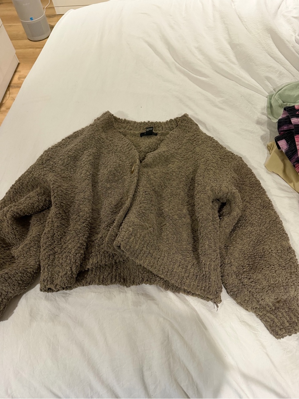 Forever 21 Taupe Bouclé Cropped Cardigan